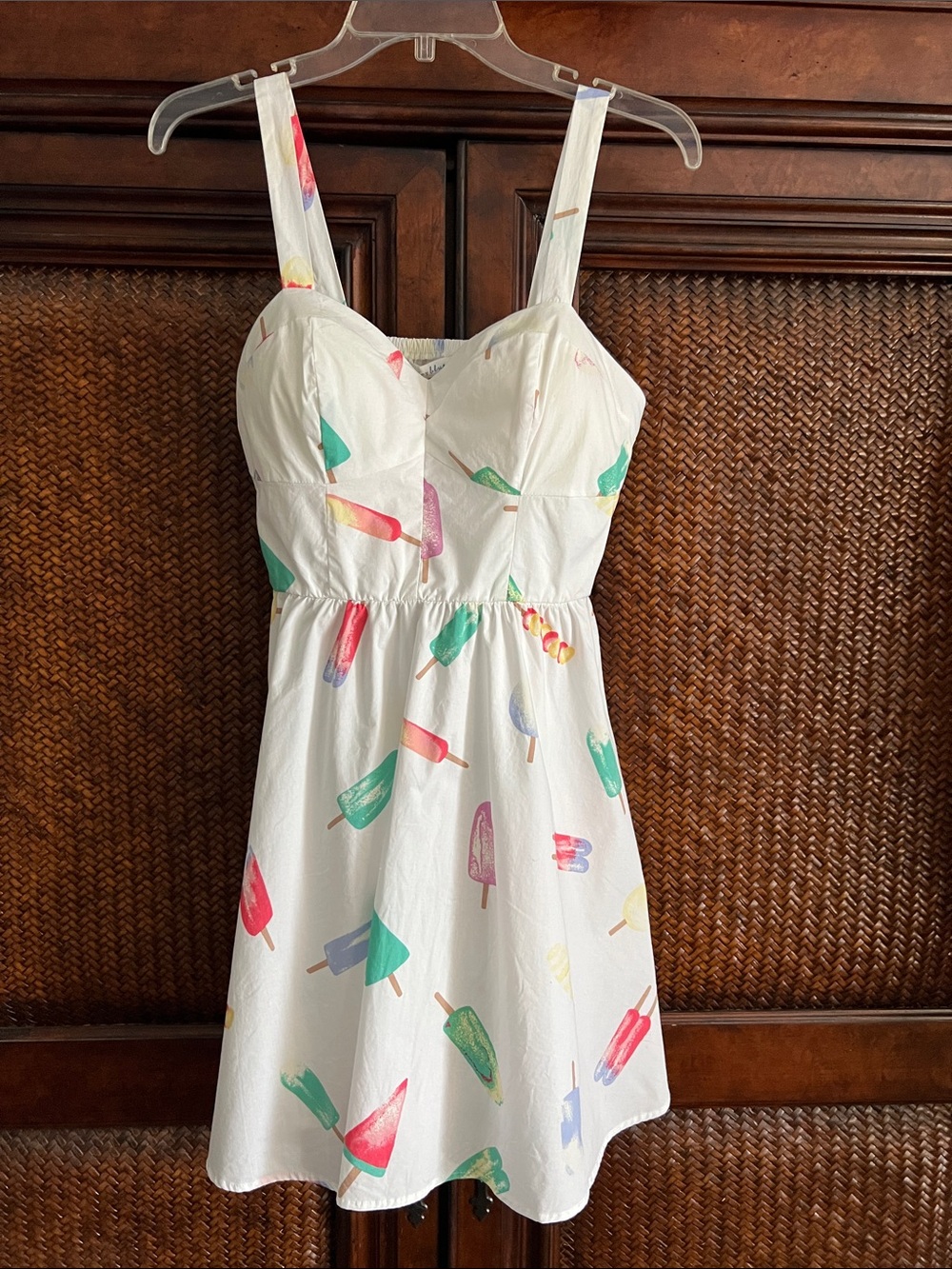 bailey blue White Dress with Red Pink Graphic Accent